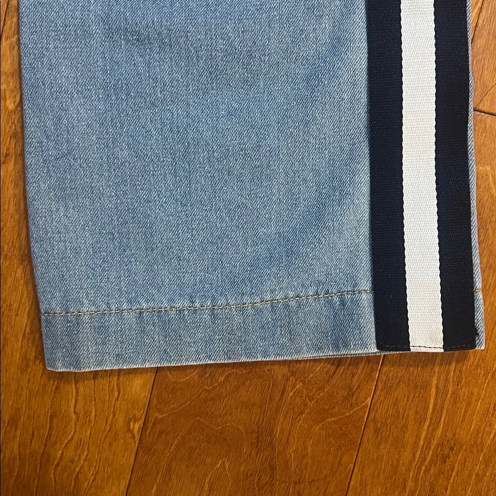 Daisy Street Flared Light Wash Jeans Size 10 Nautical Stripe Coastal Preppy - Picture 7 of 10